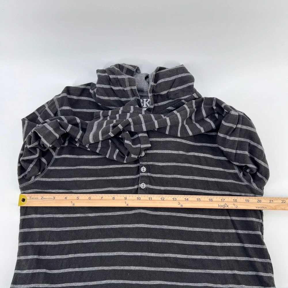 BKE Slim Fit Men‎ Striped Long Sleeve Hoodie Henley Shirt Size L